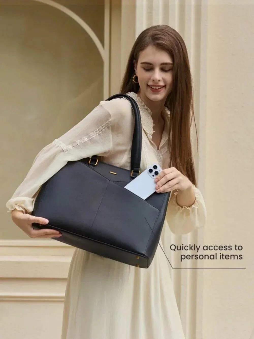 LOVEVOOK 100% Real Leather Laptop Bag